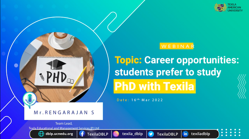 Career Opportunities - Students Prefer to Study PhD with Texila